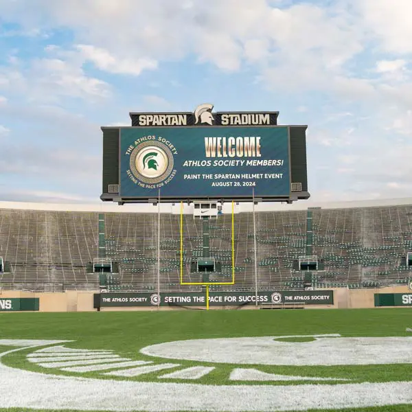 jumbotron sign behind endzone