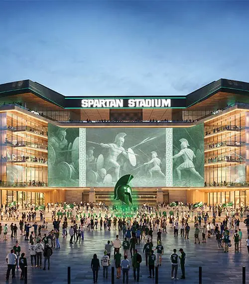 Rendering of football stadium entrance